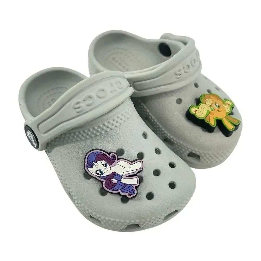 Crocs Toddler Classic Clog Gray C5 Slip On Sandals My Little Pony Jibbitz